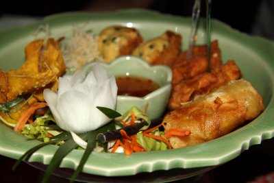 Plate of mixed Thai appetizers