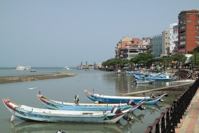 Boats along Danshui's riverfront