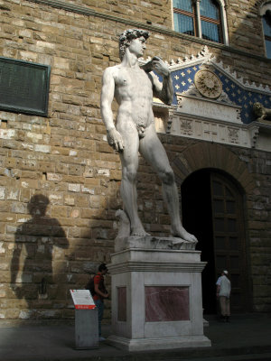 Replica of Michelangelo's David on the square