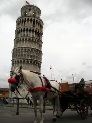 Horse and carriage beneath the tower