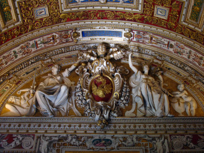 Above a doorway in the Hall of Tapestries