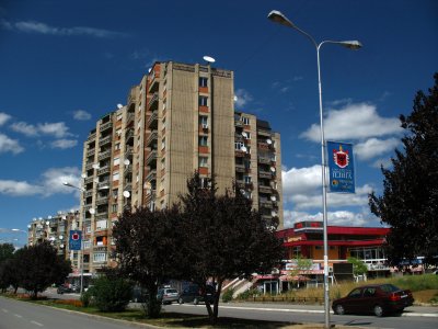 Socialist-era housing along Agim Ramadani