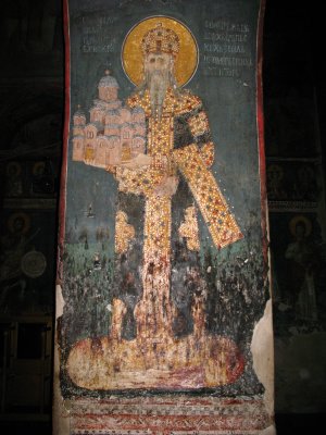 Pillar fresco inside Gračanica Monastery