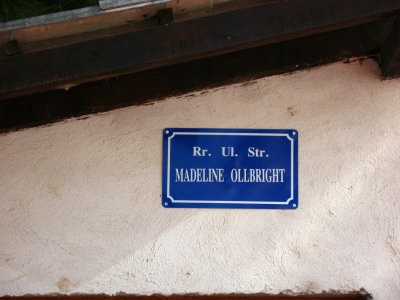 Street sign in honor of Madeleine Albright