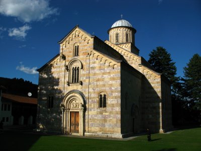 Visoki Dečani in the late afternoon sun