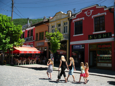 Local girls walking through central Prizren