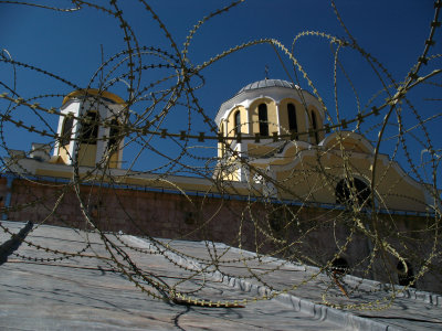 Barbed wire and cathedral domes