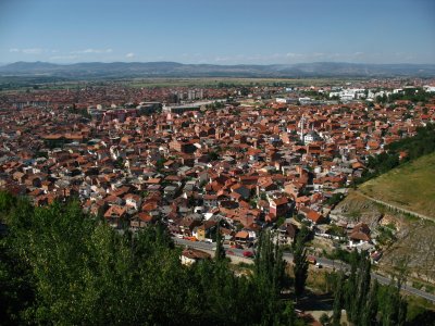 Sprawl of Prizren's red-roofed suburbs