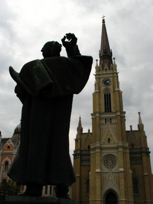 Svetozar Militeć statue and Catholic Cathedral