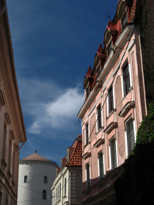 Sunlit facade and turret of Rīga Castle