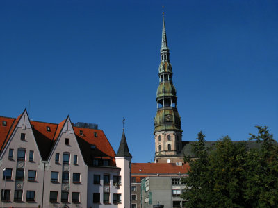 Spire of St. Peter's from southern Old Rīga