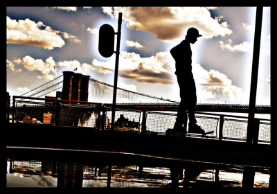 Skating by under the Brooklyn Bridge
