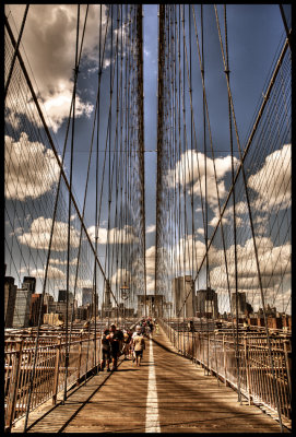 The cables of the Brooklyn Bridge