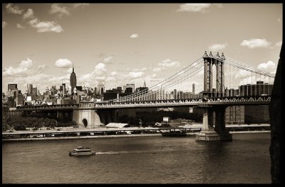 Manhattan Bridge and Skyline from Brooklyn Bridge