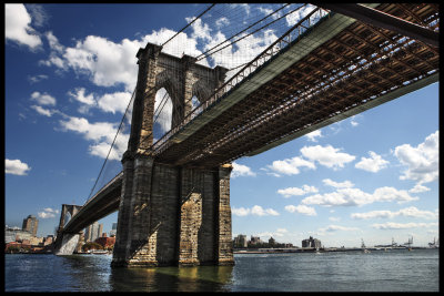 Brooklyn Bridge with Waterfall below