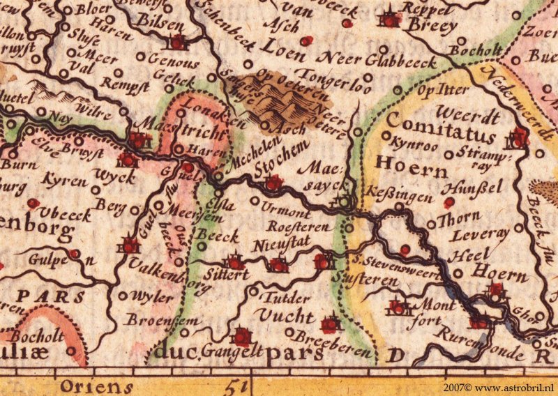 detail oude kaart uit 1631 met Nieuwstadt