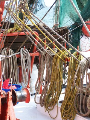 Ropes on a shrimp boat