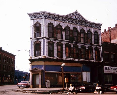 Building awaiting demolition, Peoria, 1980