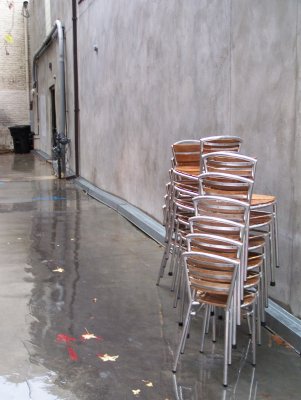 Chairs in the rain