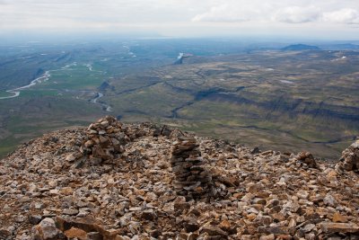 Baula útsýni í suður Norðurá í mistri