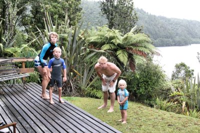 The Family are all off for a swim before breakfast