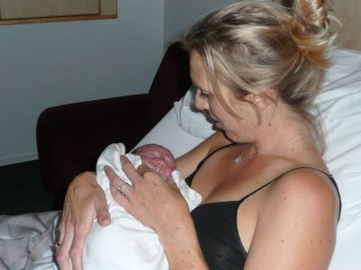 Mummy and Toby - 3 hours old