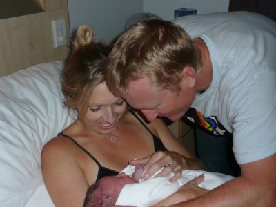 Mummy, Daddy and Toby - 3 hours old