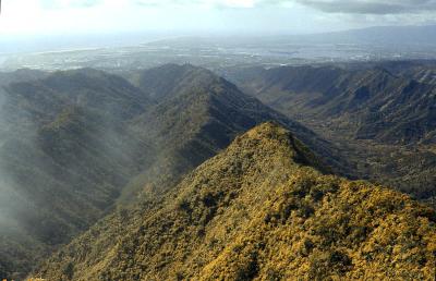 pearl harbor(upper right) and part of waianae mountain range
