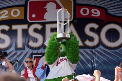 The Phanatic & the 2008 World Series Trophy