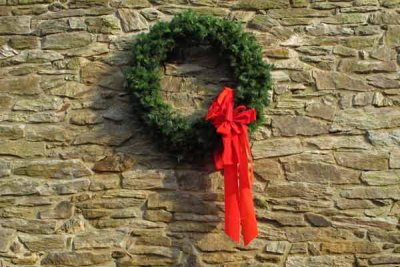 Holiday Wreath on Old Building