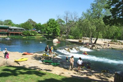 Rio Vista Falls Whitewater Park in San Marcos, Texas
