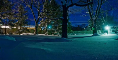 February Snow Back Yard at Night 2