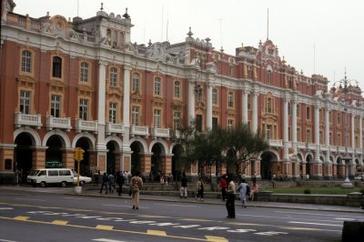 Lima. Colonial architecture in Plaza de Armas