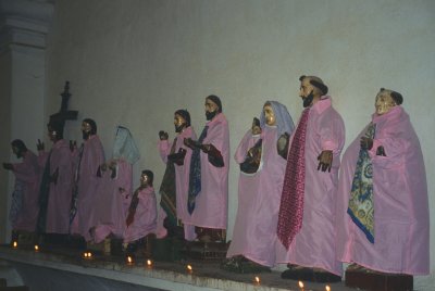 Dressed up saints in Santiago de Atitlan