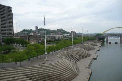 A view from the bridge over the Ohio River