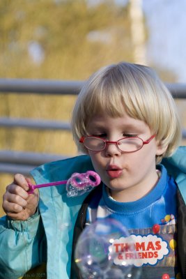 Charlie and soap bubbles