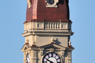 16-Dec-09 Peregrine Falcon on City Hall, Gloucester, MA.jpg