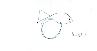 4 second drawing #1: fish on rice