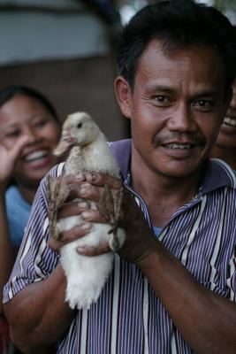 man with his duck