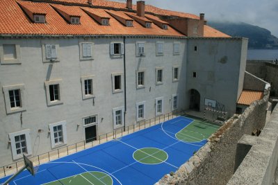 blue basketball court