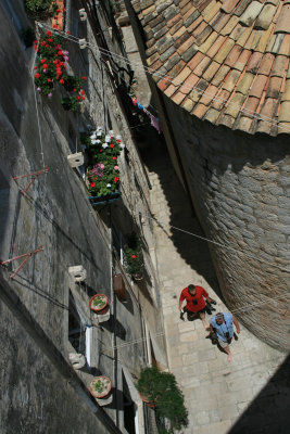 looking down from the city walls