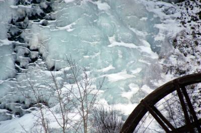 Ice waterfall and wheel