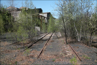 Old RR tracks near an abandoned Coal Breaker. Shenandoah, Pennsylvania