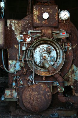 Boiler in an abandoned factory.