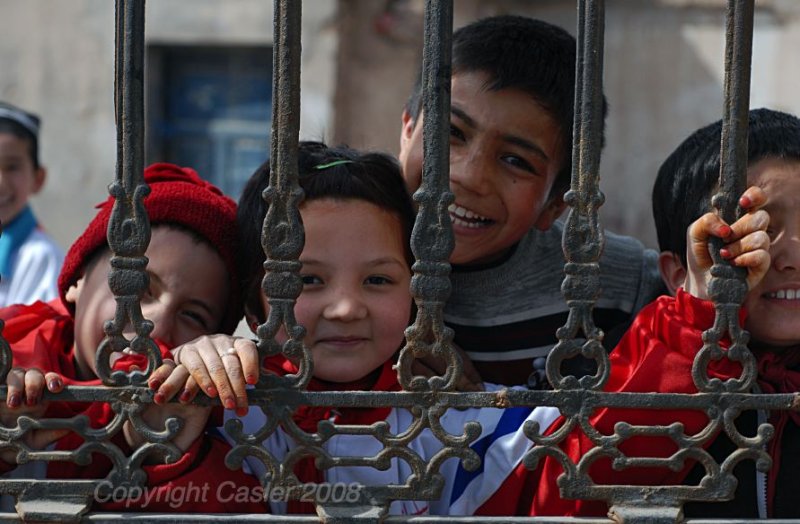 School Kids in Fence