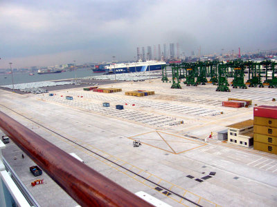 Singapore container port, with traffic signals