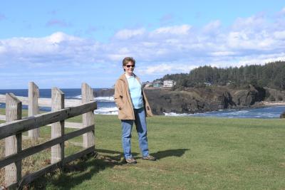 Cathy near the entrance of Whale Cove, just south of Depoe Bay.