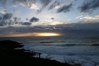 Sunset from our condo balcony at Depoe Bay.