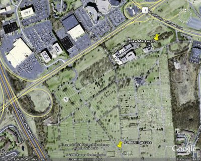 Google Earth showing location of Pollikoff graves