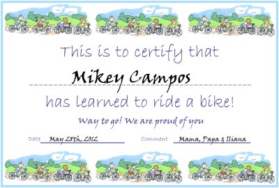 Mikey learned to ride bike